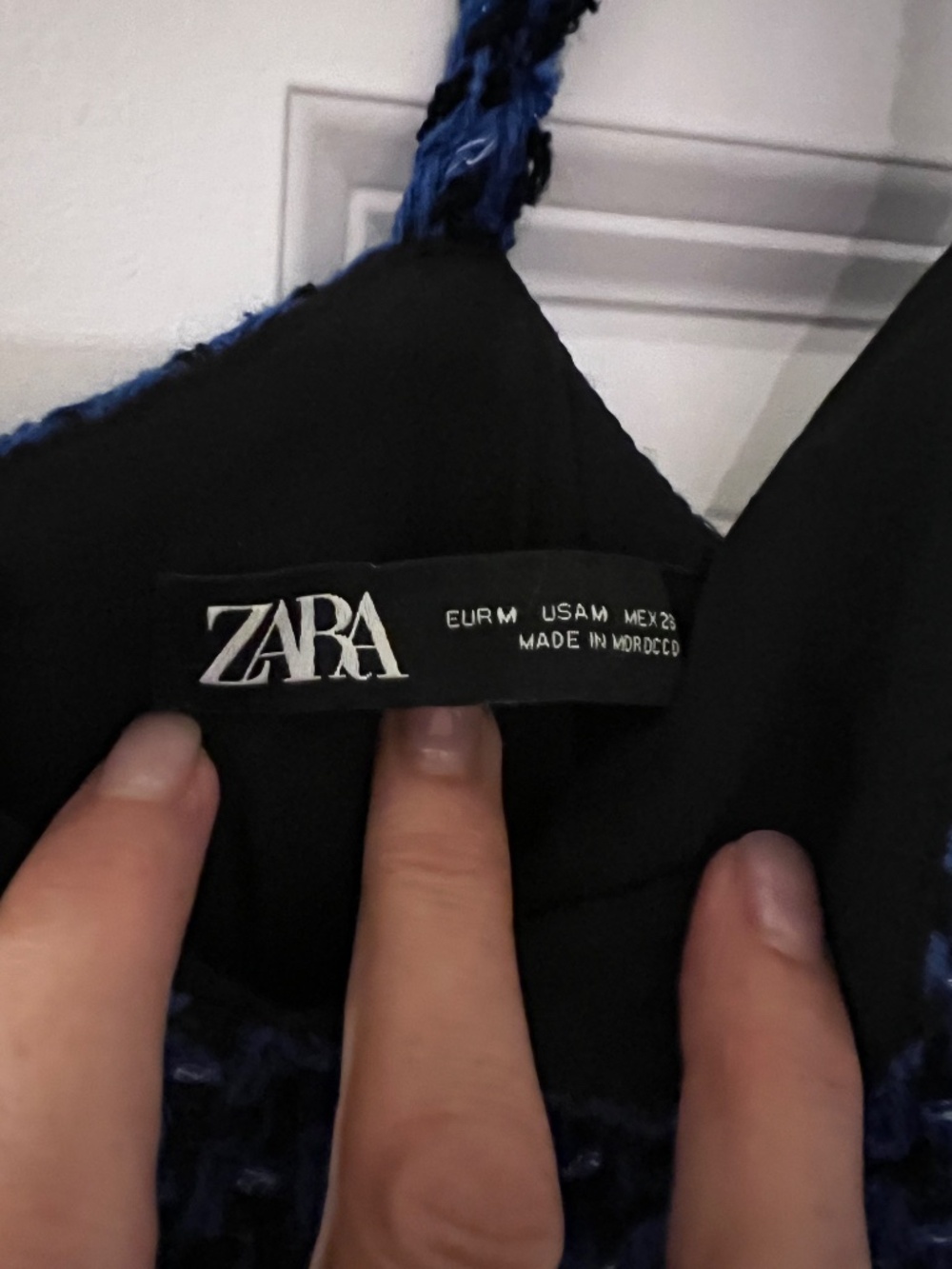 ZARA Textured Mini Dress Blue & Black Tweed Style | Size M (US M) - Picture 4 of 9